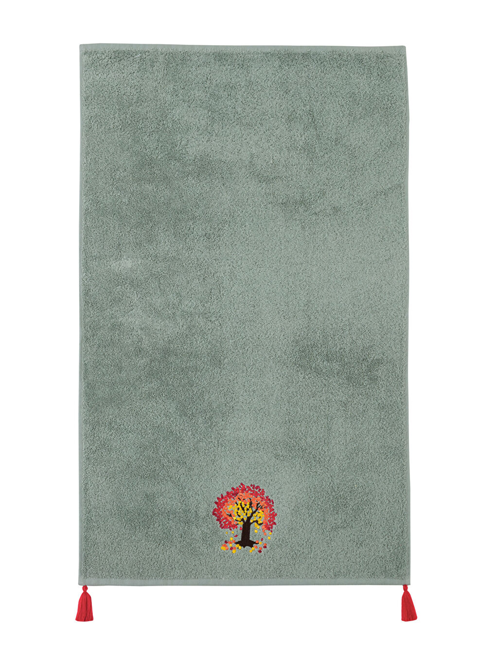 Haki Ağaç Nakışlı Yüz Havlusu 50x80 cm-5