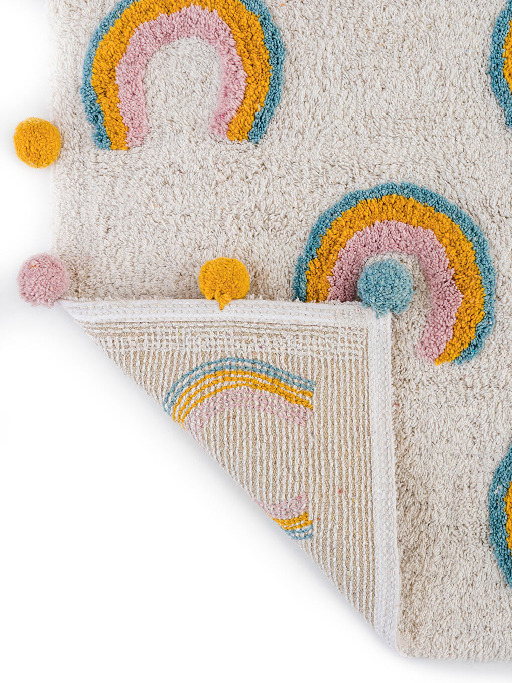 Ekru Gökkuşağı Desenli Banyo Paspası 50x80 cm-3