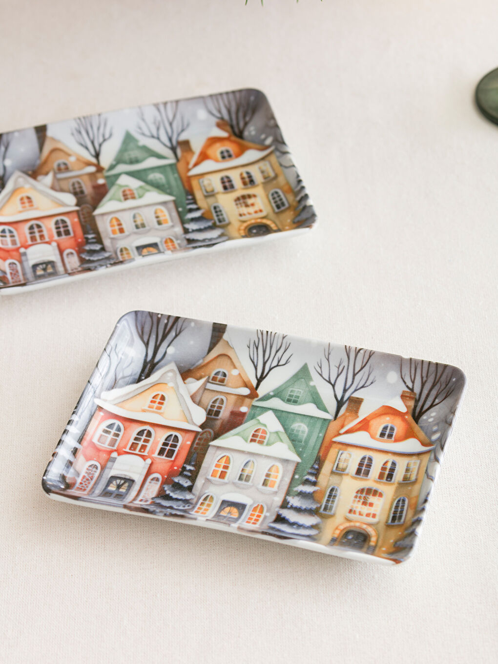 Karışık Baskılı Porselen Sunum Tabağı 2'li  18x13 cm-1