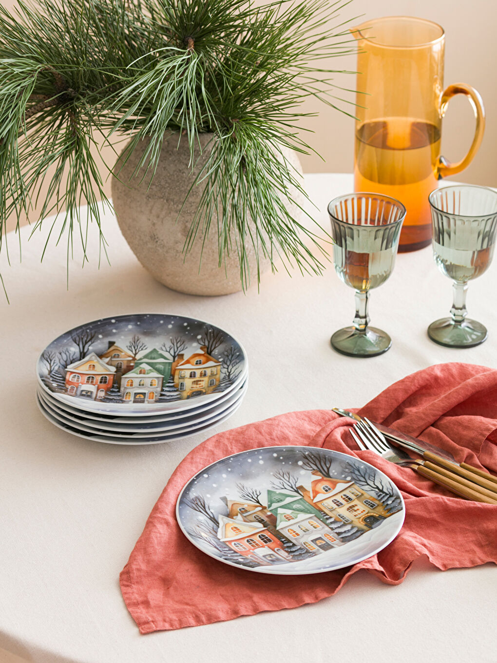 Karışık Baskılı Porselen Tabak 6'lı 21 cm