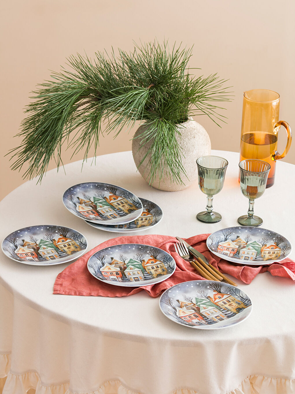 Karışık Baskılı Porselen Tabak 6'lı 21 cm-1