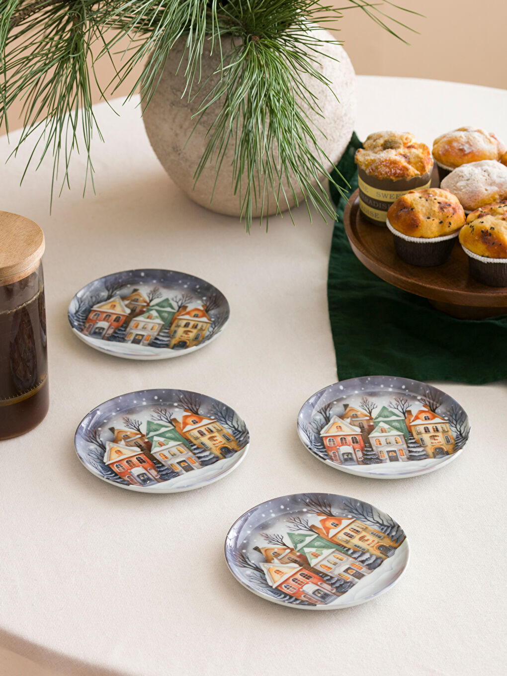 Karışık Baskılı Porselen Tabak 4'lü 15 cm-1