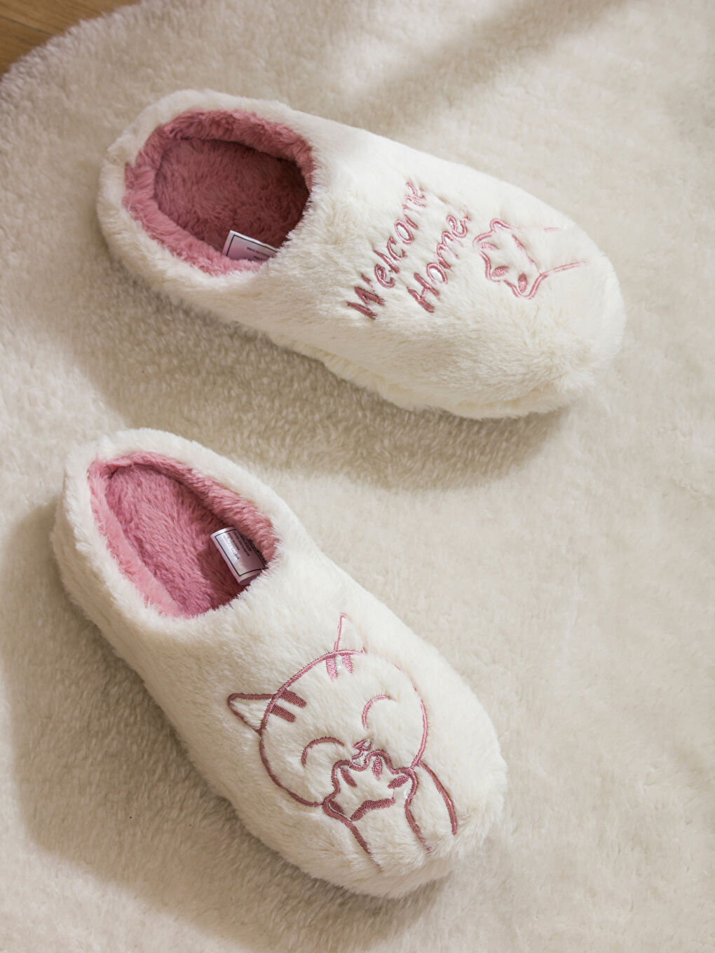 Papuci de casă pentru Femei Brodați cu Pisică-2