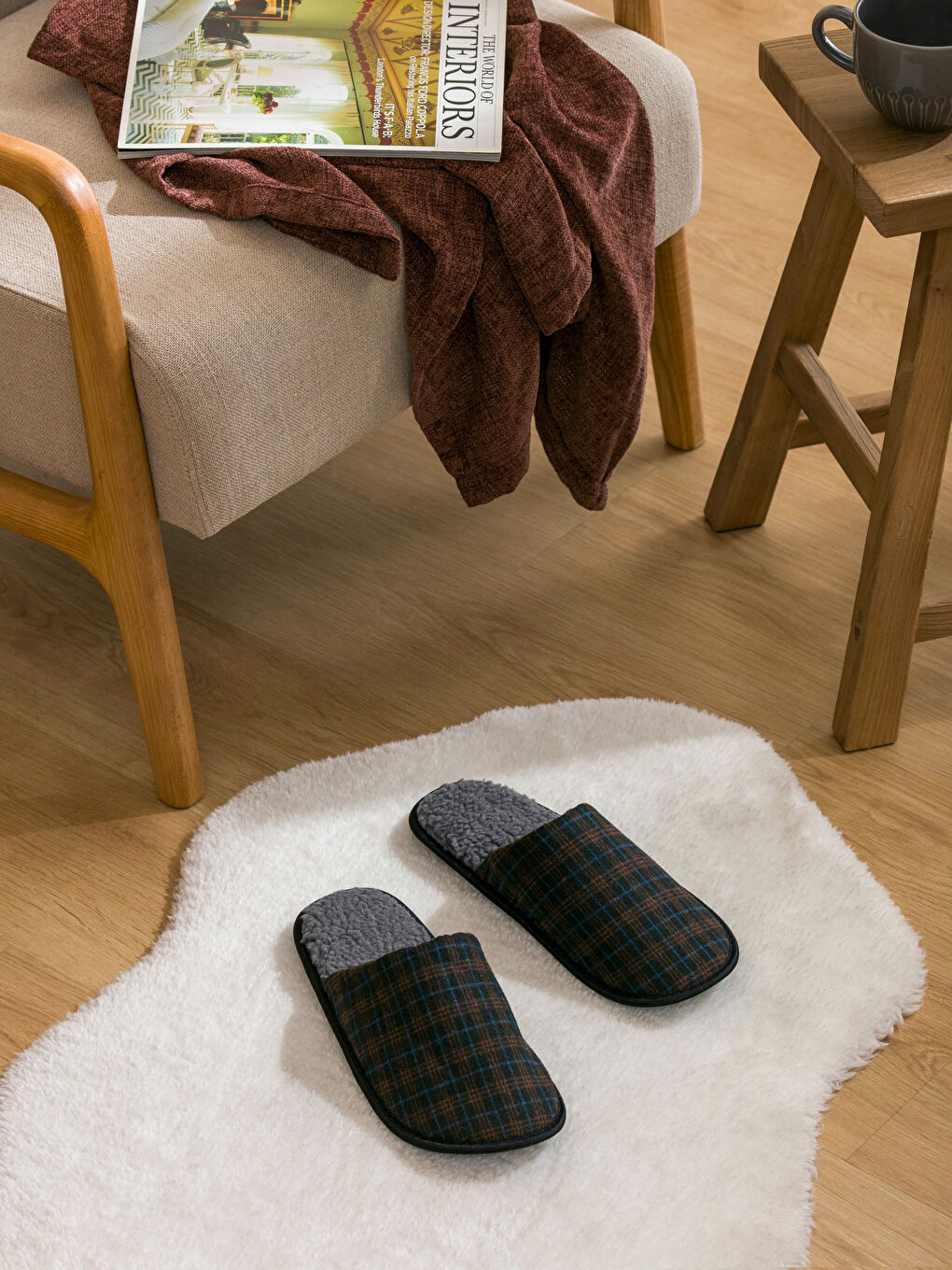 LCW STEPS Plaid Patterned Men's Home Slippers -W4CA27Z8-F9C