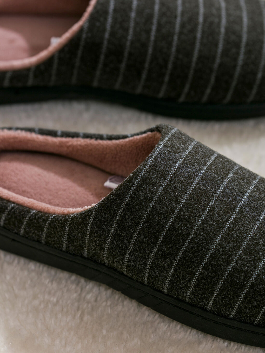 LCW STEPS Striped Embroidered Men's Home Slippers -W4CA31Z8-YEC