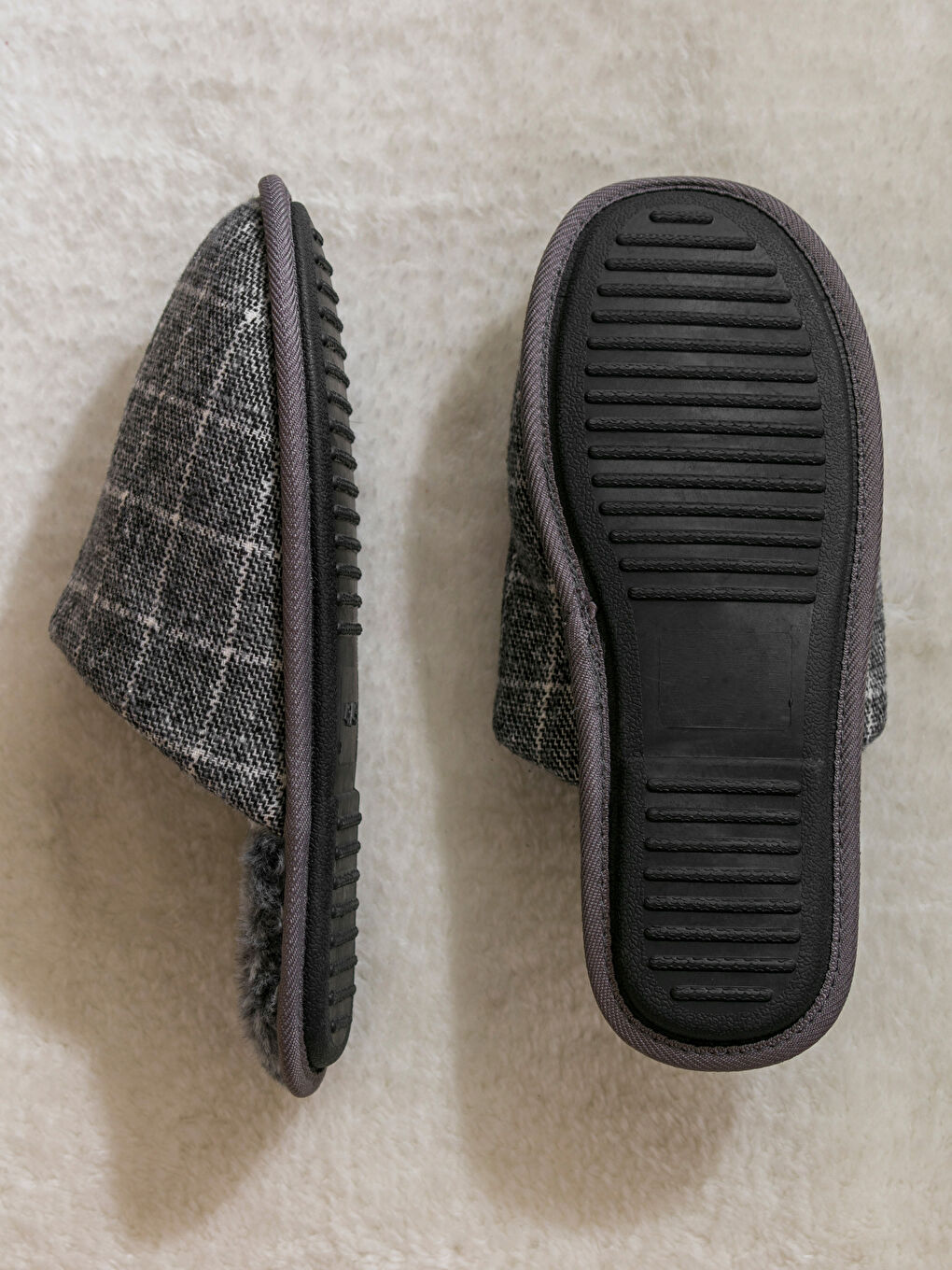 Plaid Patterned Men's Home Slippers-3