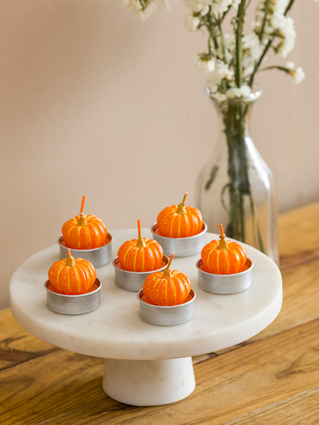 Kürbisförmiges Dekoratives Kerzenset im 6er-Pack-1