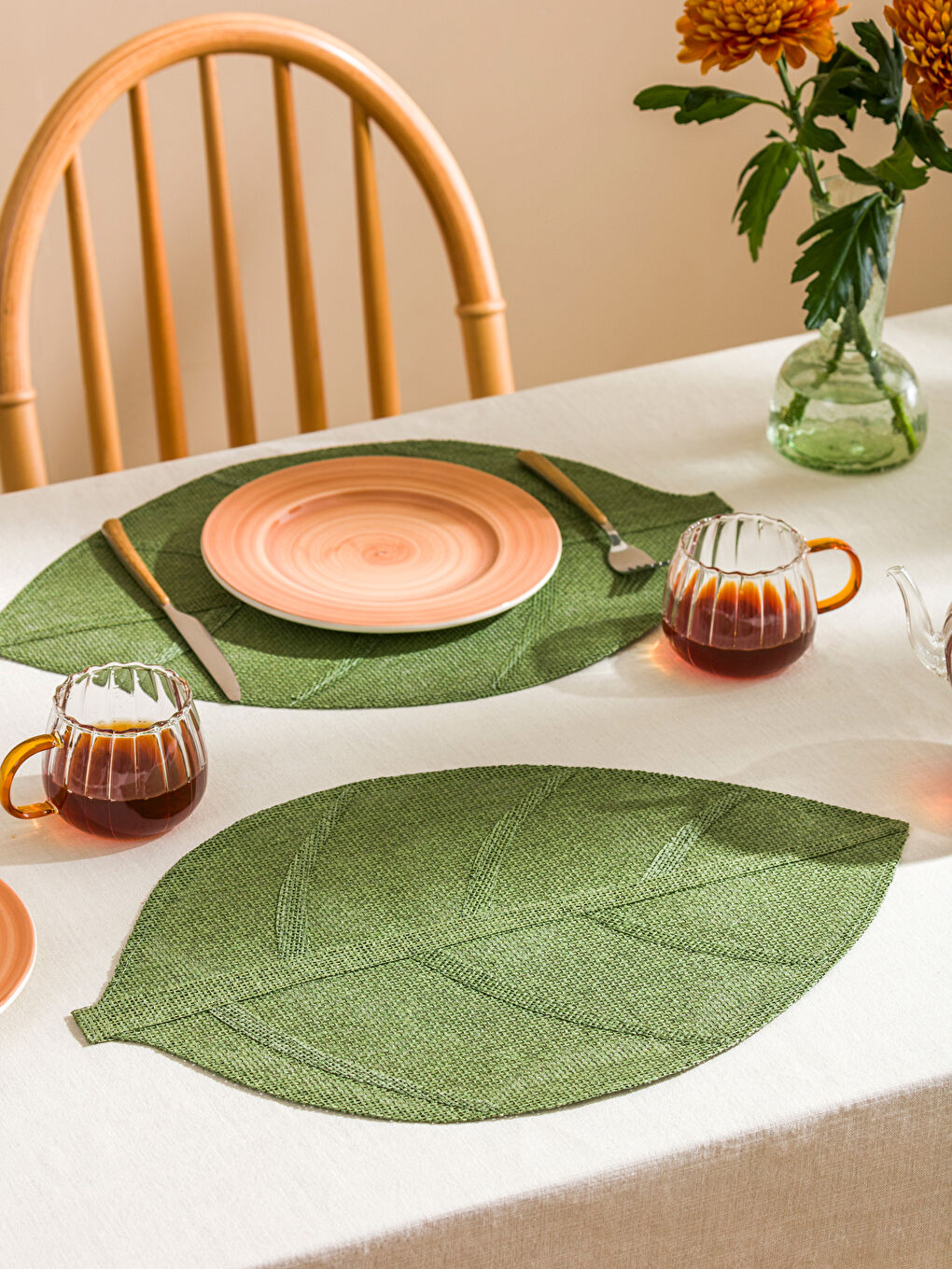 LCW HOME Leaf Patterned Placemat 2 Pack 33x50 cm -W4CC56Z8-YJD