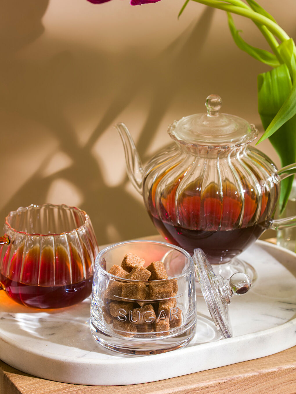 Renksiz Yazı Desenli Cam Şekerlik-1