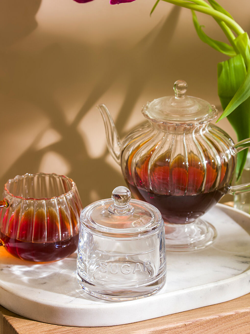 Renksiz Yazı Desenli Cam Şekerlik-2