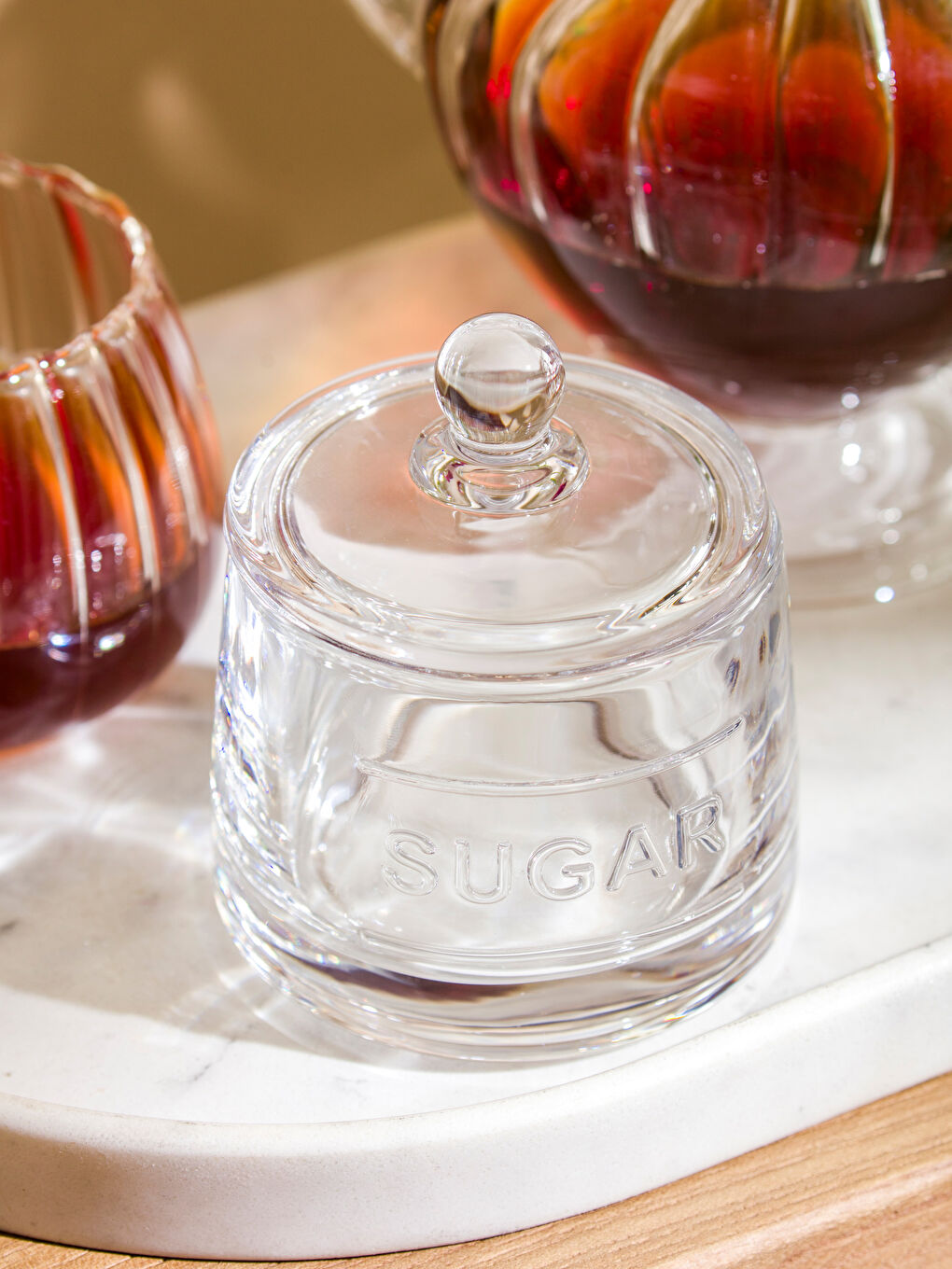 Renksiz Yazı Desenli Cam Şekerlik-3