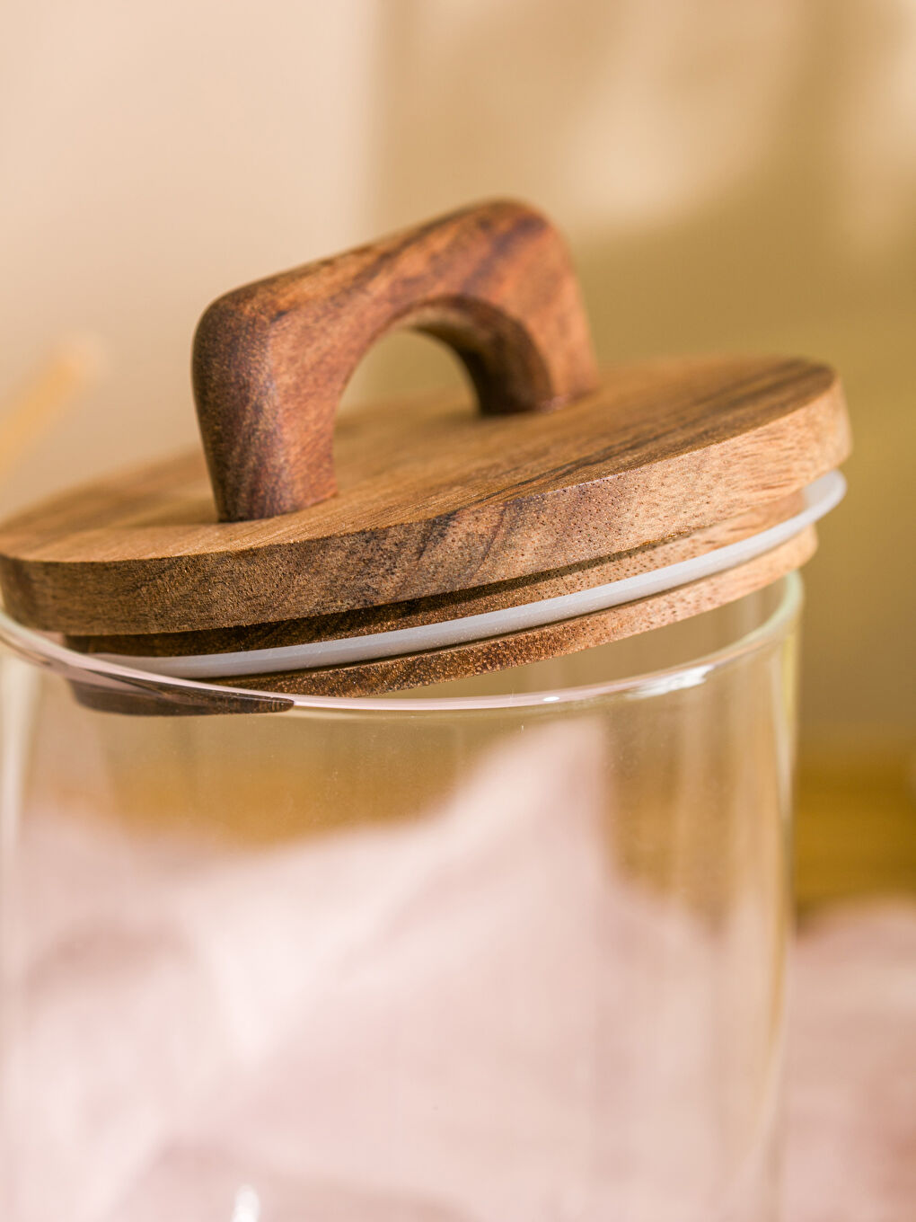 LCW HOME Wooden Lid Glass Storage Container 750 ml -W4CG26Z8-Q57