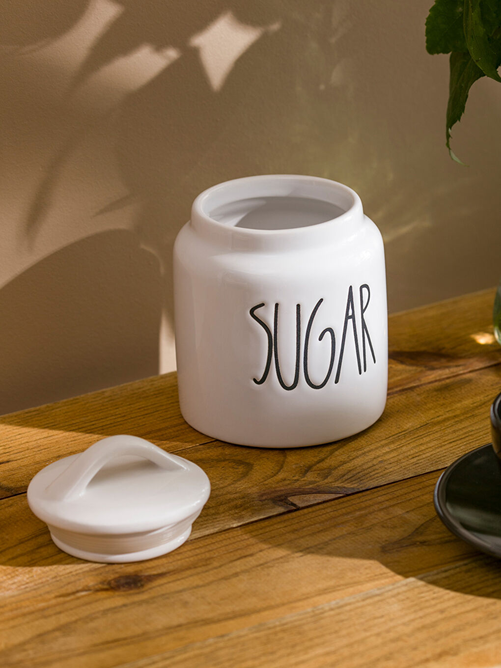 Ekru Baskılı Seramik Saklama Kabı-1