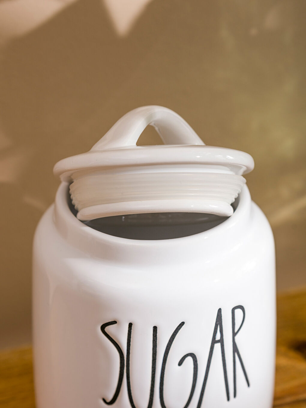 Ekru Baskılı Seramik Saklama Kabı-2