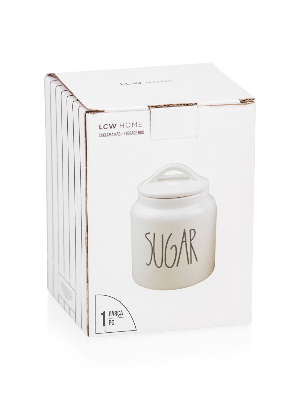 Ekru Baskılı Seramik Saklama Kabı-3