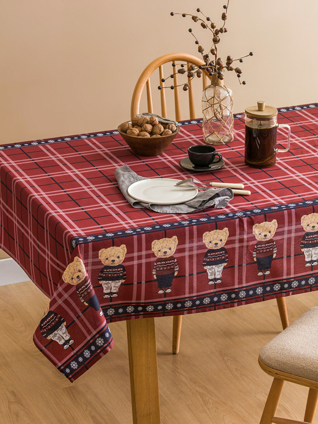 LCW HOME Teddy Bear Printed Tablecloth 150x150 cm -W4CN59Z8-F9C