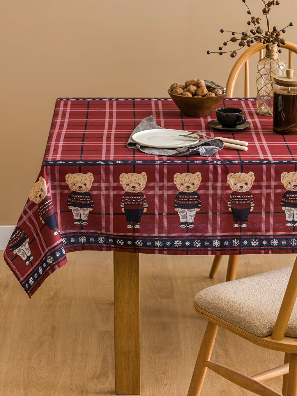 LCW HOME Teddy Bear Printed Tablecloth 150x150 cm -W4CN59Z8-F9C