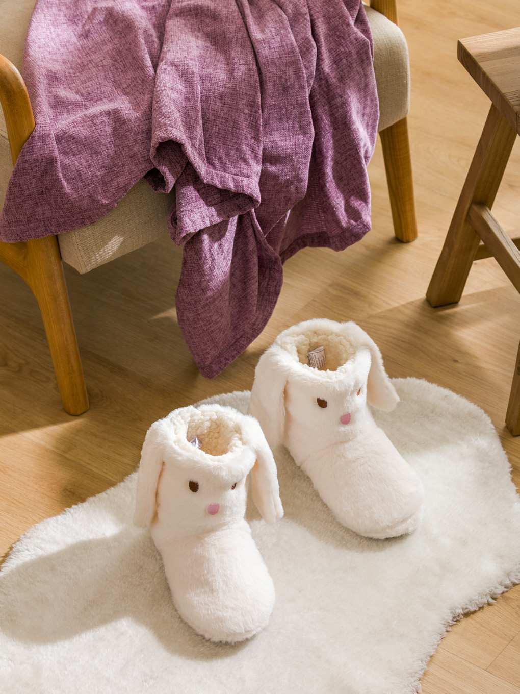 Bottes Pantoufles D'accueil En Peluche Avec Figure De Lapin Pour Femmes