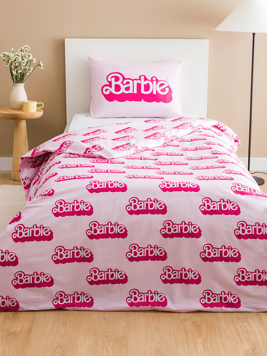 LCW HOME Pembe Baskılı Barbie Baskılı Tek Kişilik Nevresim Seti