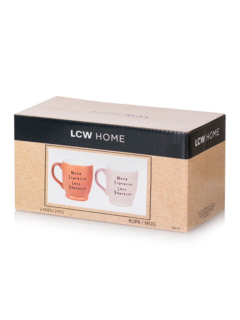 Printed Ceramic Mug Set 2 Pack 260 ml -W4EL87Z8-GNC - LC Waikiki