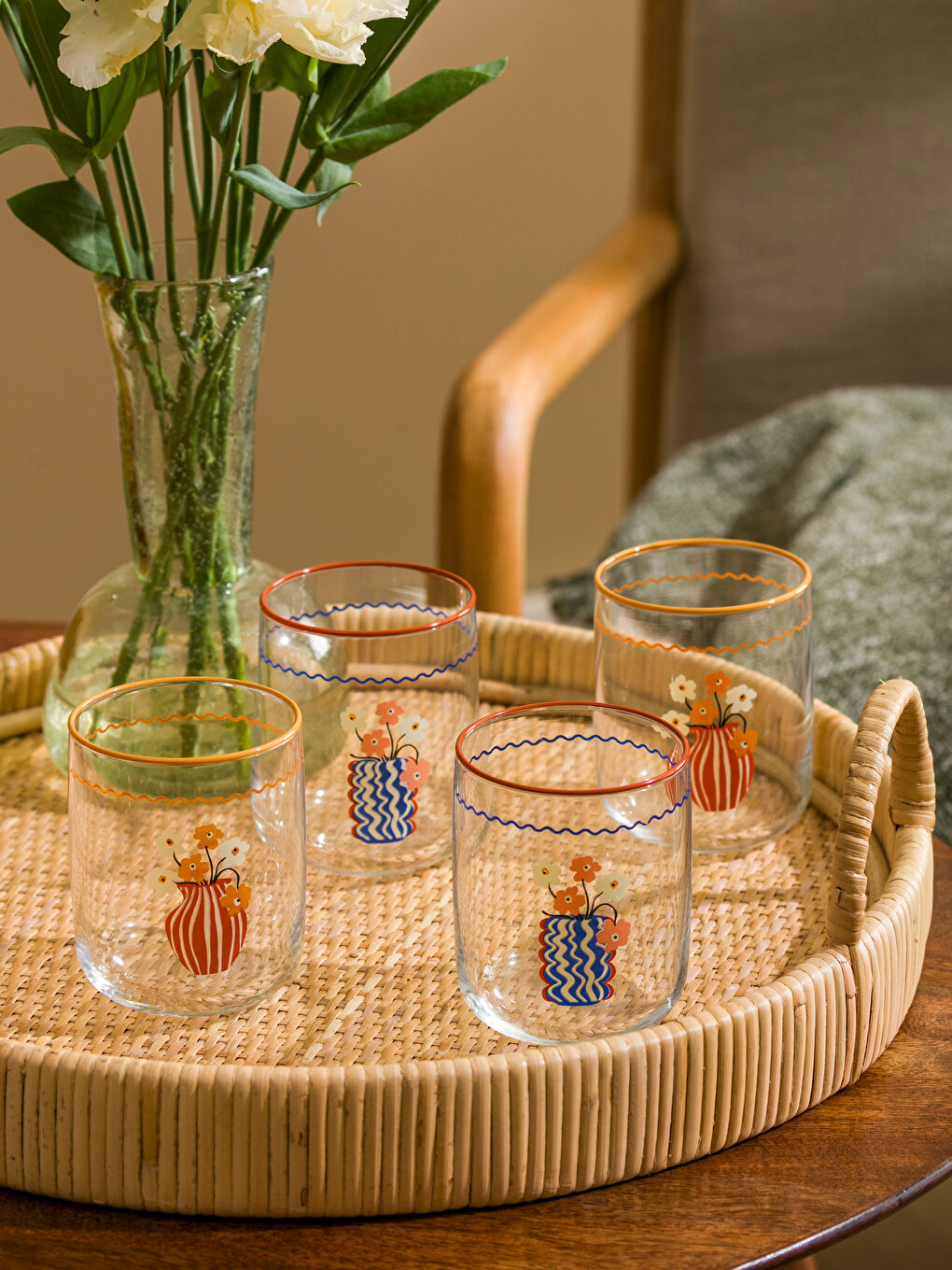 LCW HOME Printed Glass Tumbler Set of 4 280 ml -W4EM20Z8-F9C