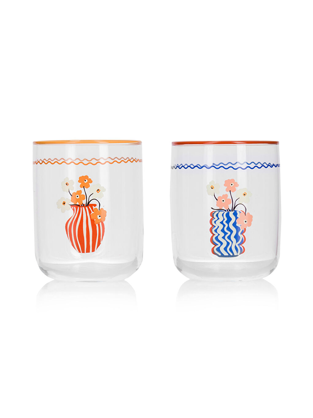 LCW HOME Printed Glass Tumbler Set of 4 280 ml -W4EM20Z8-F9C