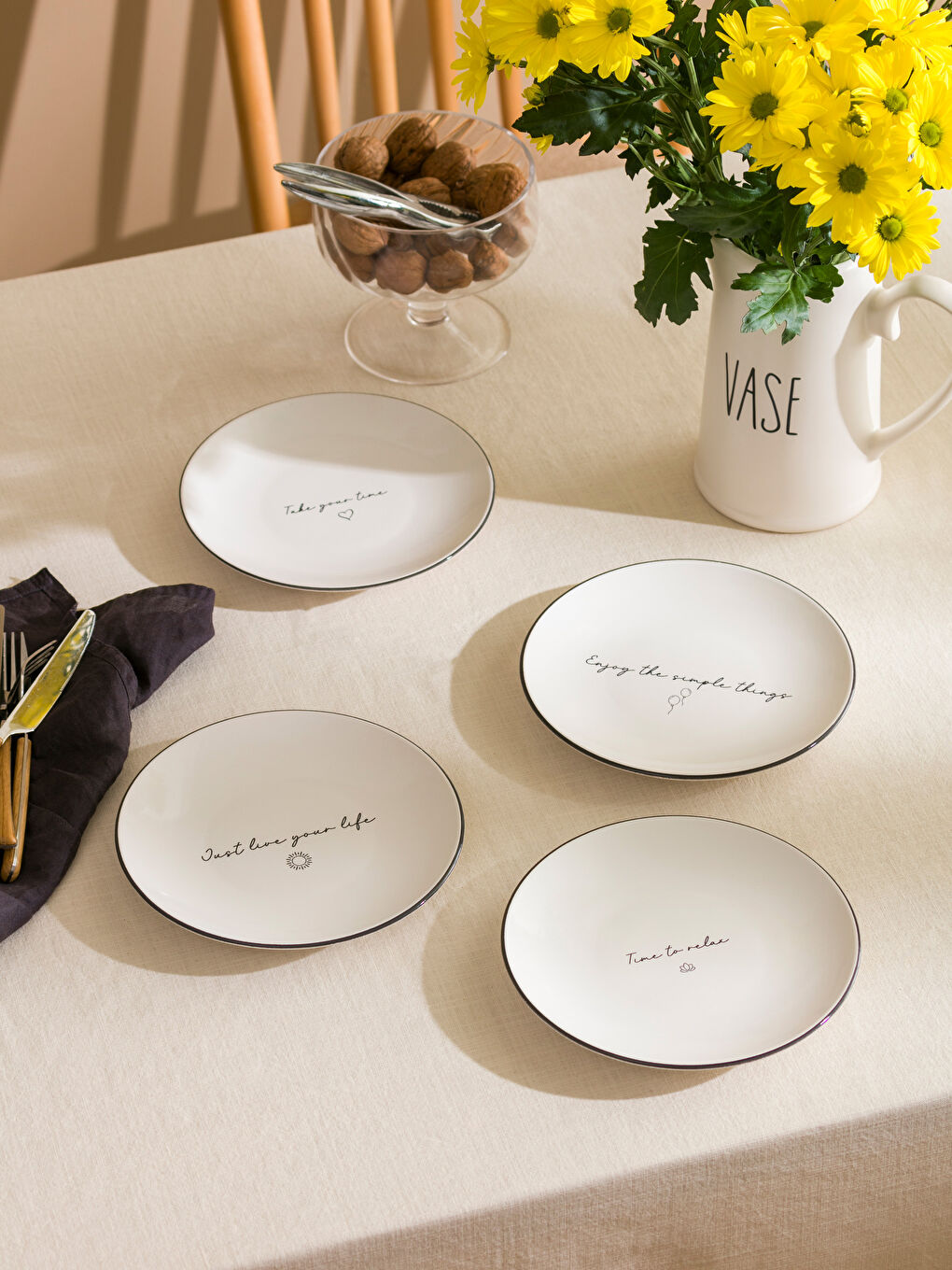 Bedruckter Keramikkuchenteller 4er-Pack 20 cm