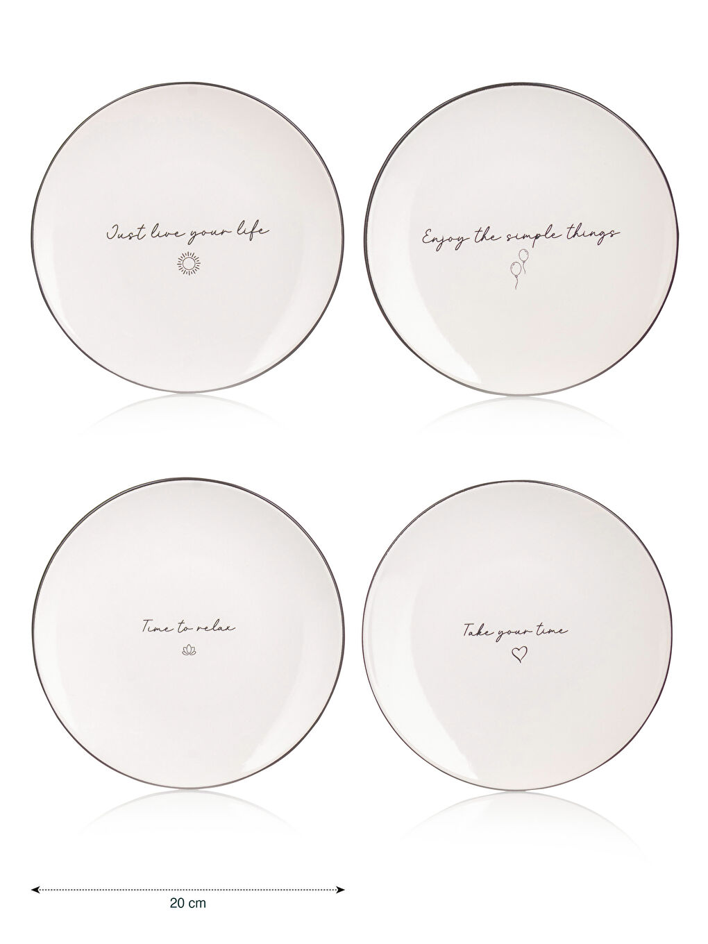 Bedruckter Keramikkuchenteller 4er-Pack 20 cm-6