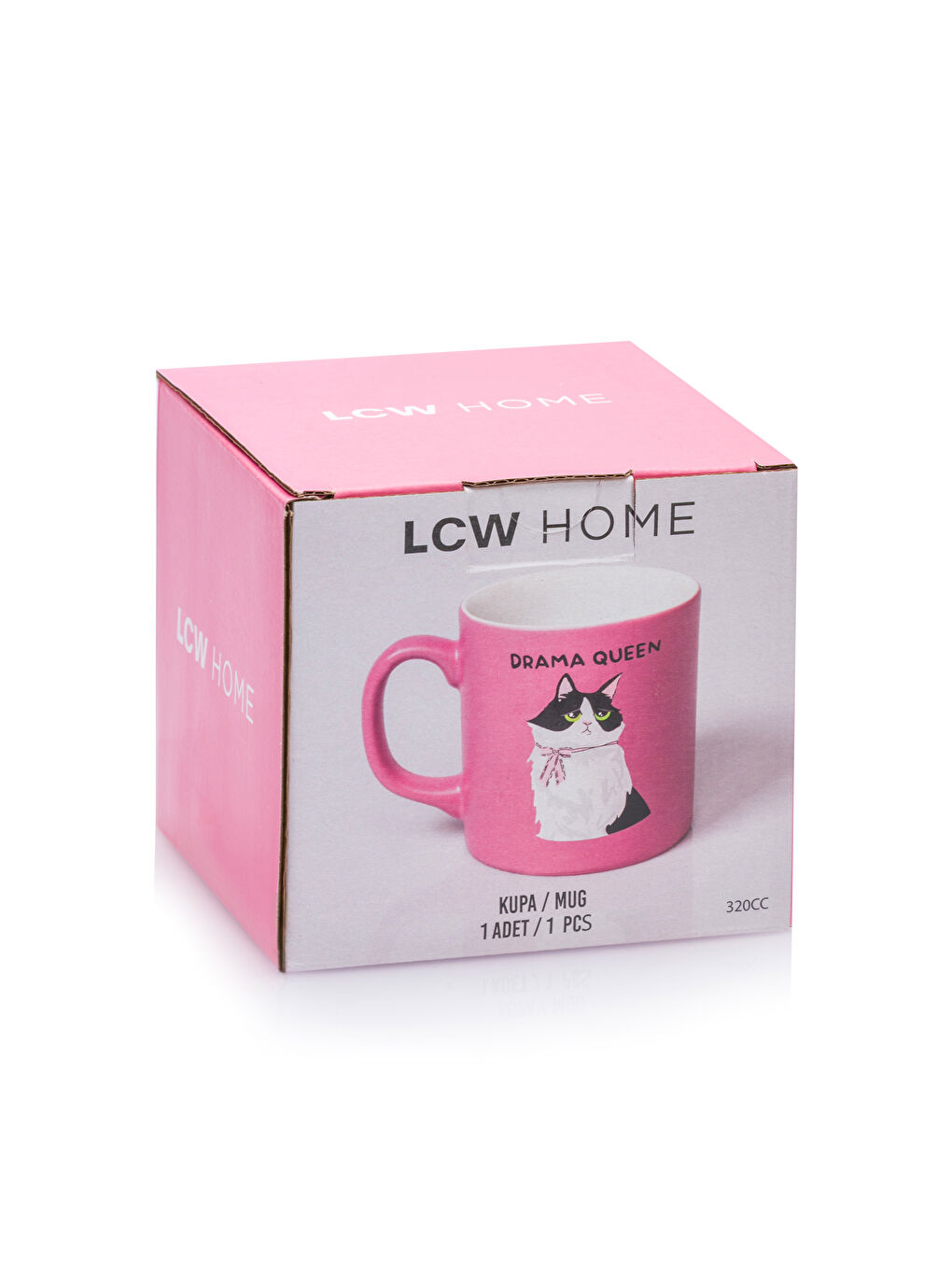 LCW HOME Pembe Kedi Baskılı Seramik Kupa 320 Ml - 3