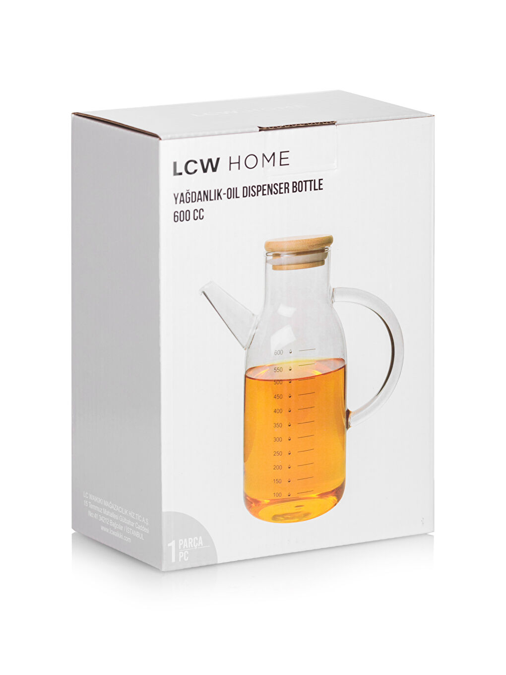 LCW HOME Renksiz Ahşap Kapaklı Cam Yağdanlık 600 Ml - 4