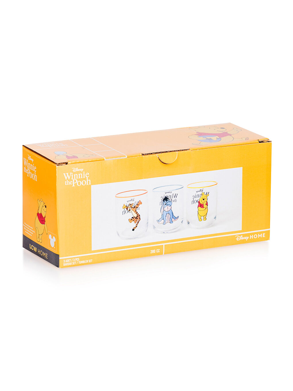 LCW HOME Karışık Baskılı Winnie The Pooh Baskılı Cam Bardak 3'lü 280 Ml - 4