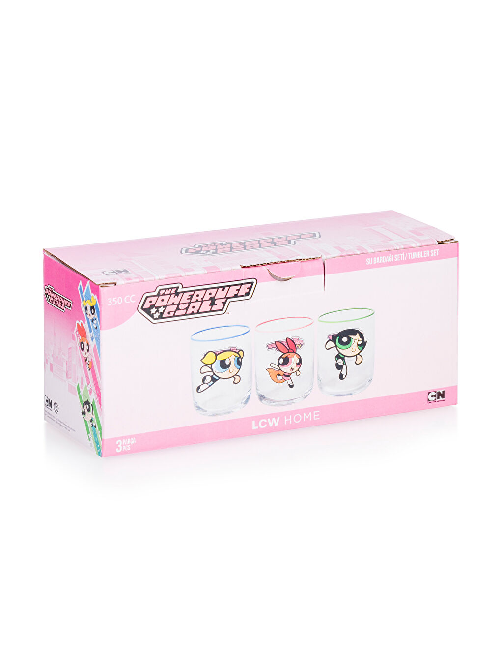 LCW HOME Karışık Baskılı Powerpuff Girls Baskılı Cam Bardak 3'lü 350 Ml - 4