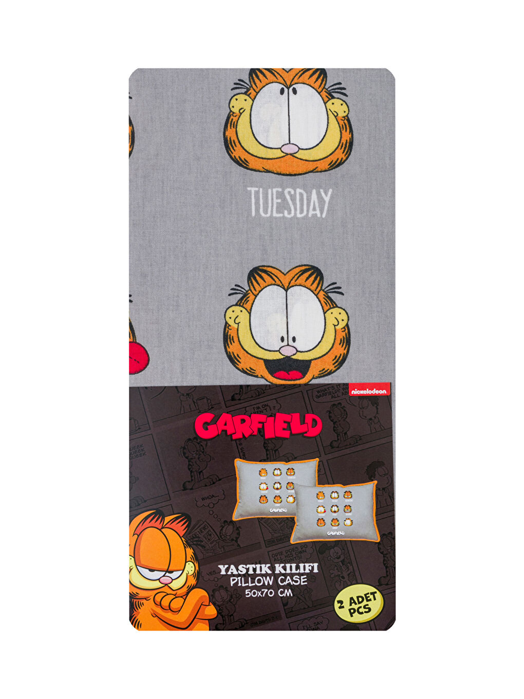 LCW HOME Gri Baskılı Garfield Baskılı Yastık Kılıfı 2'li 50x70 Cm - 3