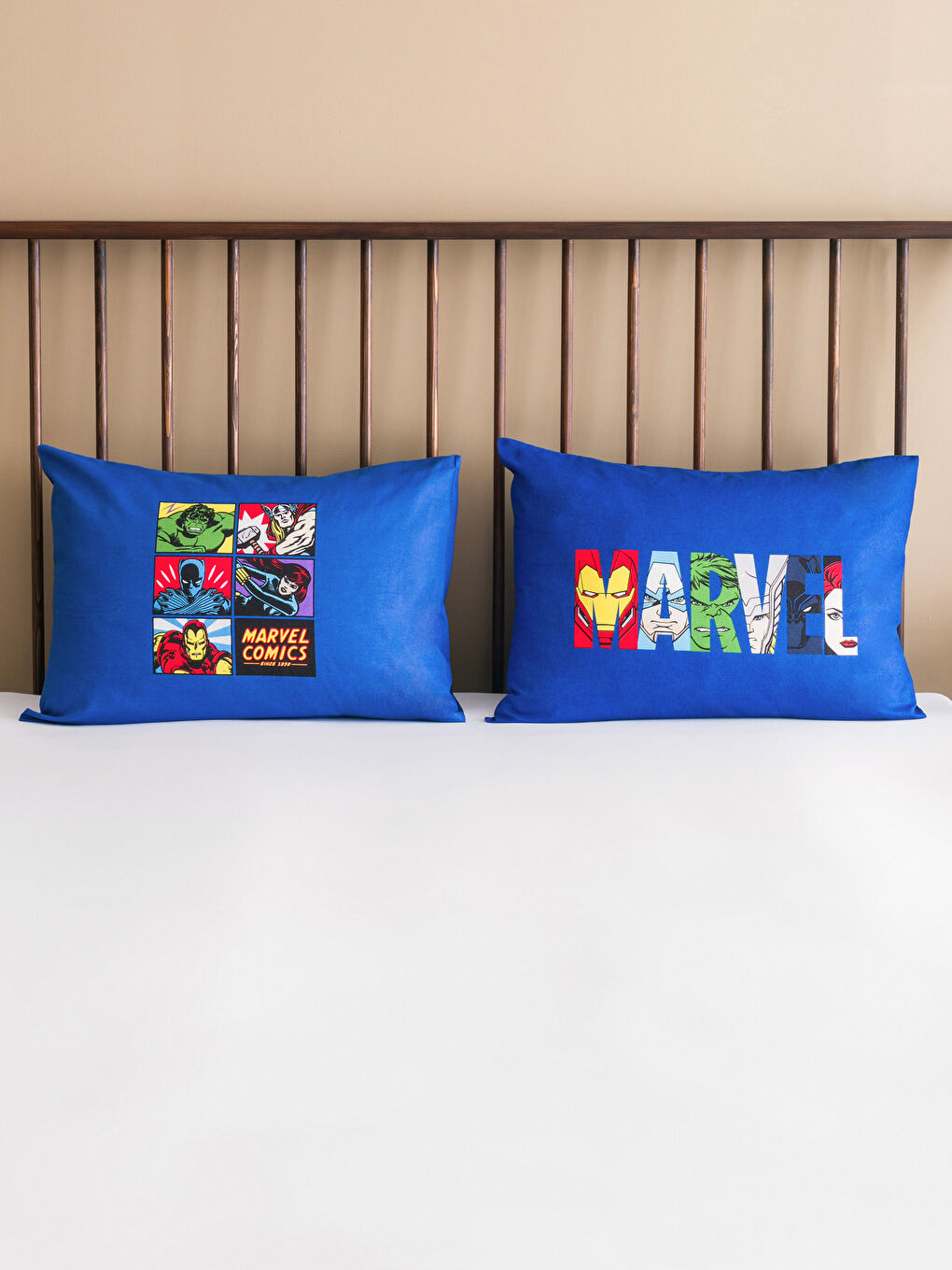 LCW HOME Açık Lacivert Marvel Baskılı Yastık Kılıfı 2'li 50x70 Cm - 1