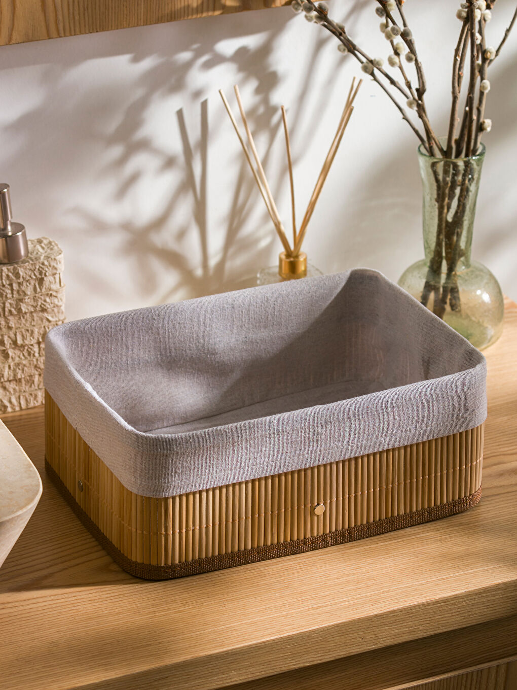 Сгъваема бамбукова кошница 30x22x12 см-1