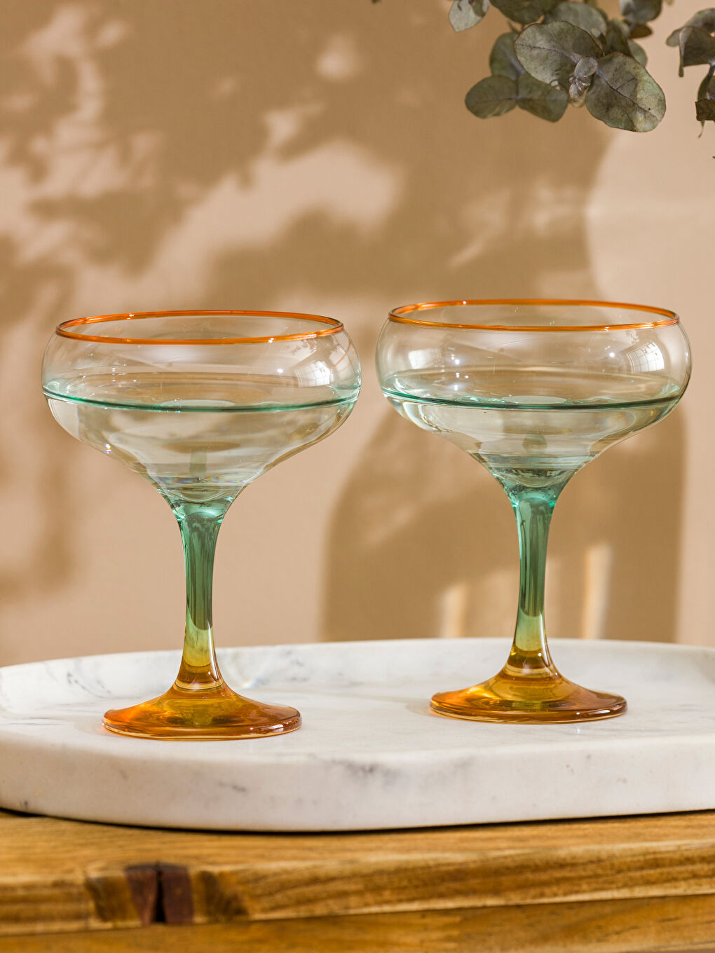 Set de Pahare de Apă Colorate cu Picior 2 Bucăți 270 ml