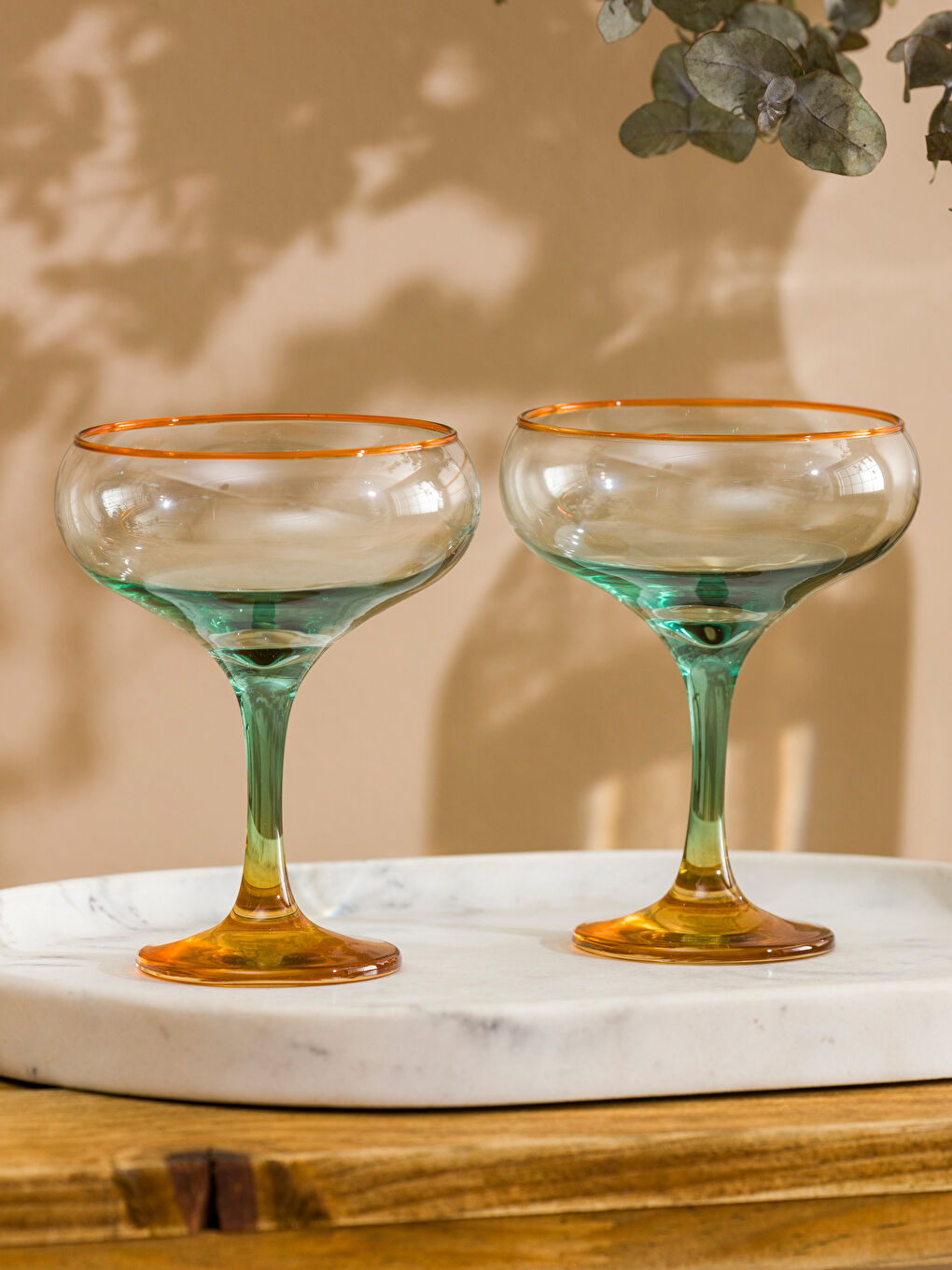 Set de Pahare de Apă Colorate cu Picior 2 Bucăți 270 ml-1