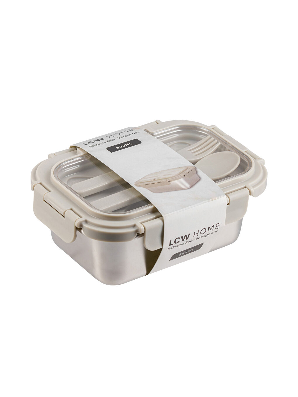 LCW HOME Locking Lid Food Storage Container with Fork and Spoon -W4GY48Z8-YLP