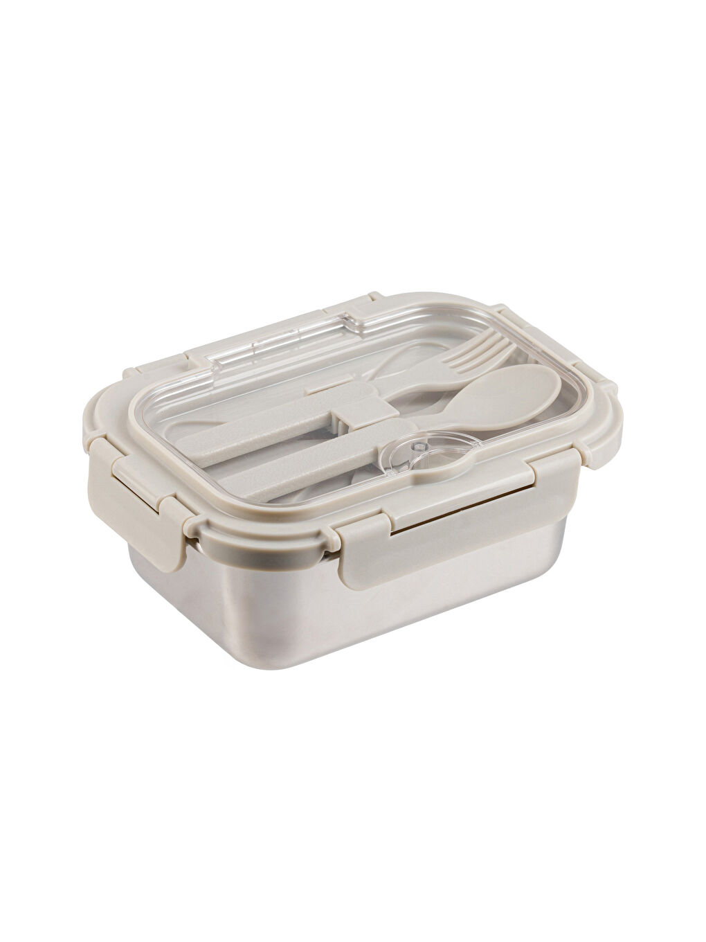 LCW HOME Locking Lid Food Storage Container with Fork and Spoon -W4GY48Z8-YLP