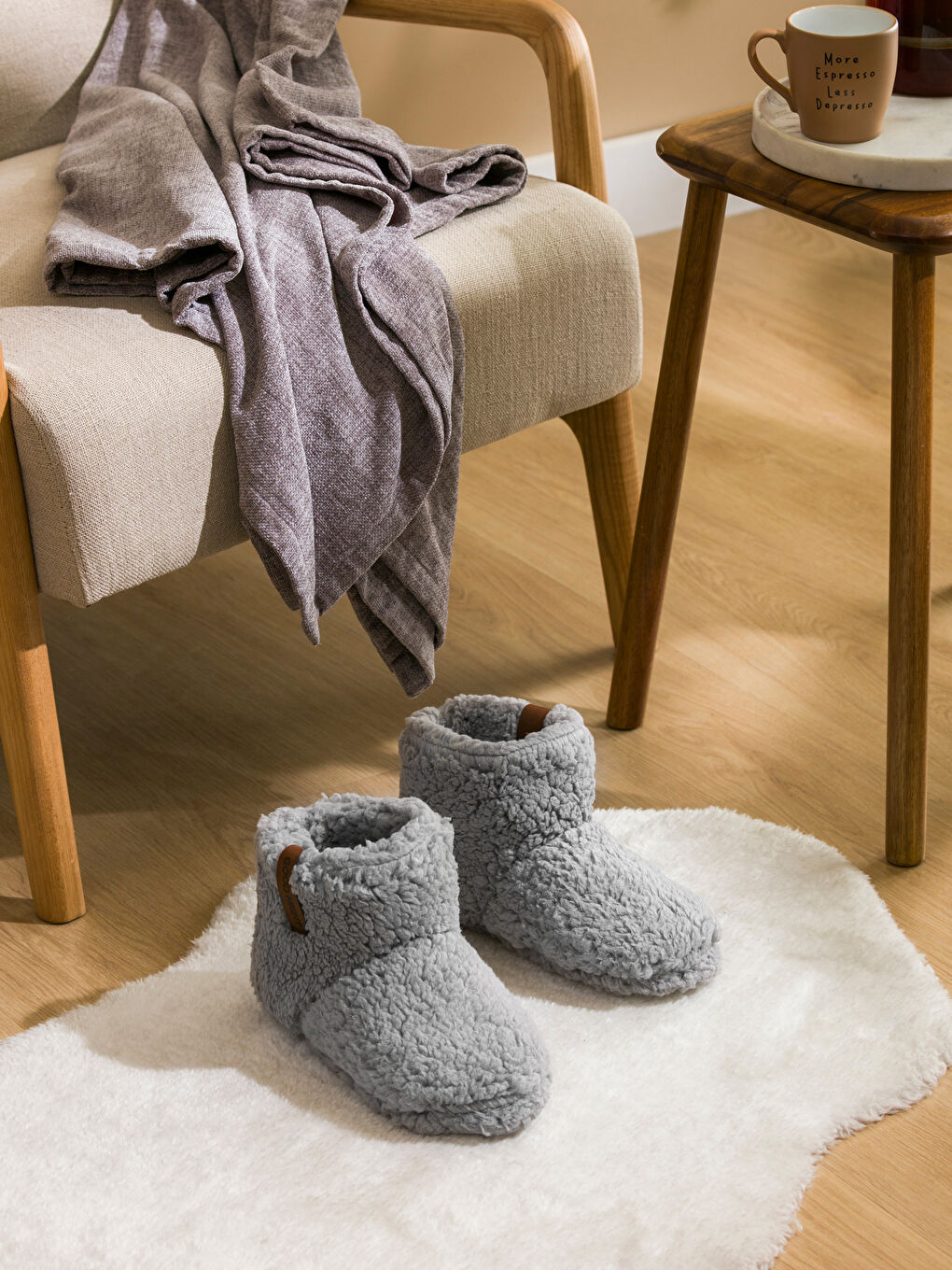 Plain Plush Women's Home Slipper Boots