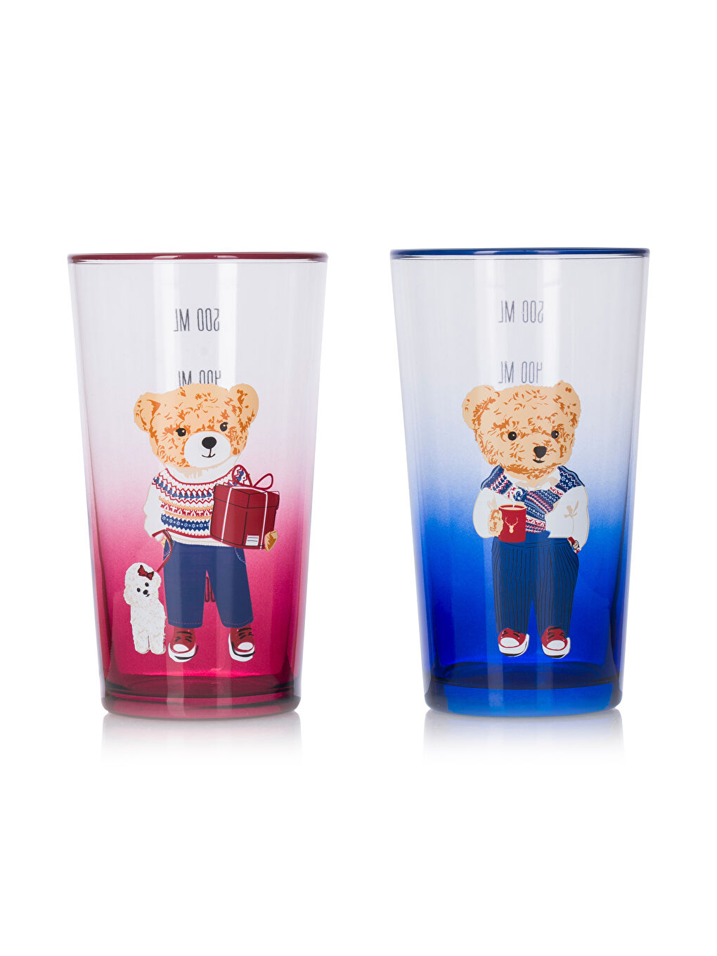 LCW HOME Karışık Baskılı Ayı Teddy Baskılı Cam Bardak Seti 2'li 570 Ml - 4