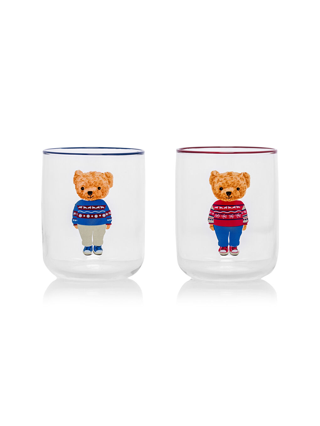 LCW HOME Karışık Baskılı Ayıcık Teddy Baskılı Cam Bardak Seti 3'lü  280 Ml - 4