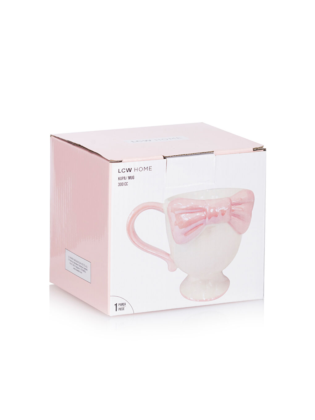 Beyaz Fiyonk Desenli Seramik Kupa 300 ml-3