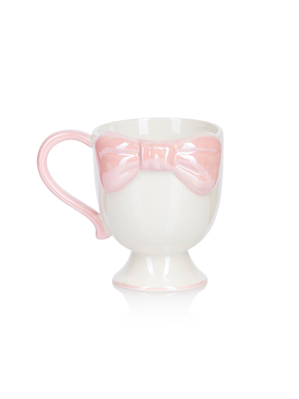 Beyaz Fiyonk Desenli Seramik Kupa 300 ml-4