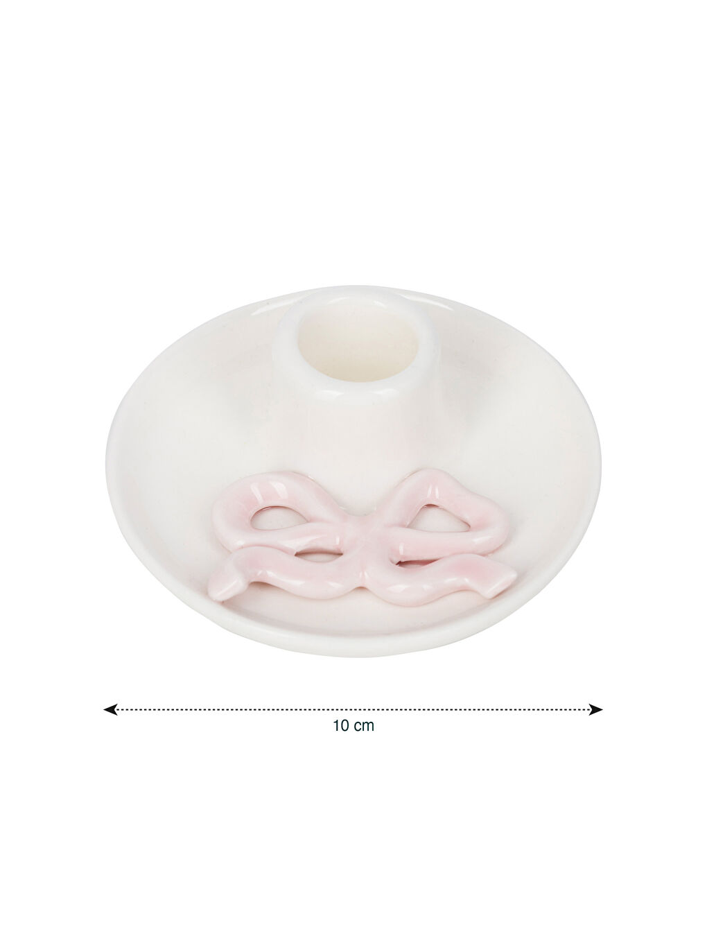 LCW HOME Beyaz Fiyonk Detaylı Seramik Mumluk 10 cm - 3