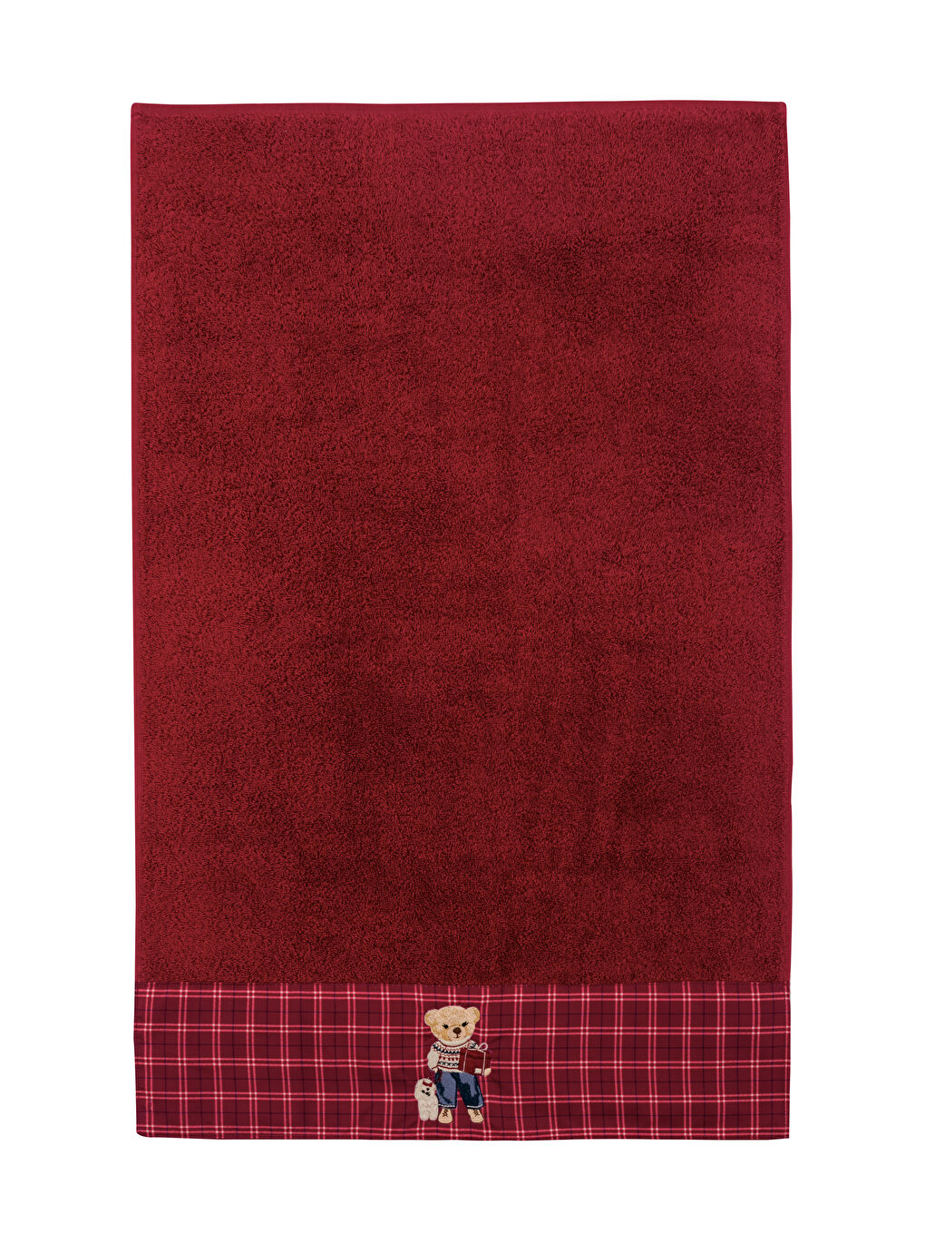 LCW HOME Bordo Ayı Teddy Nakışlı Yüz Havlusu 50x80 Cm - 4