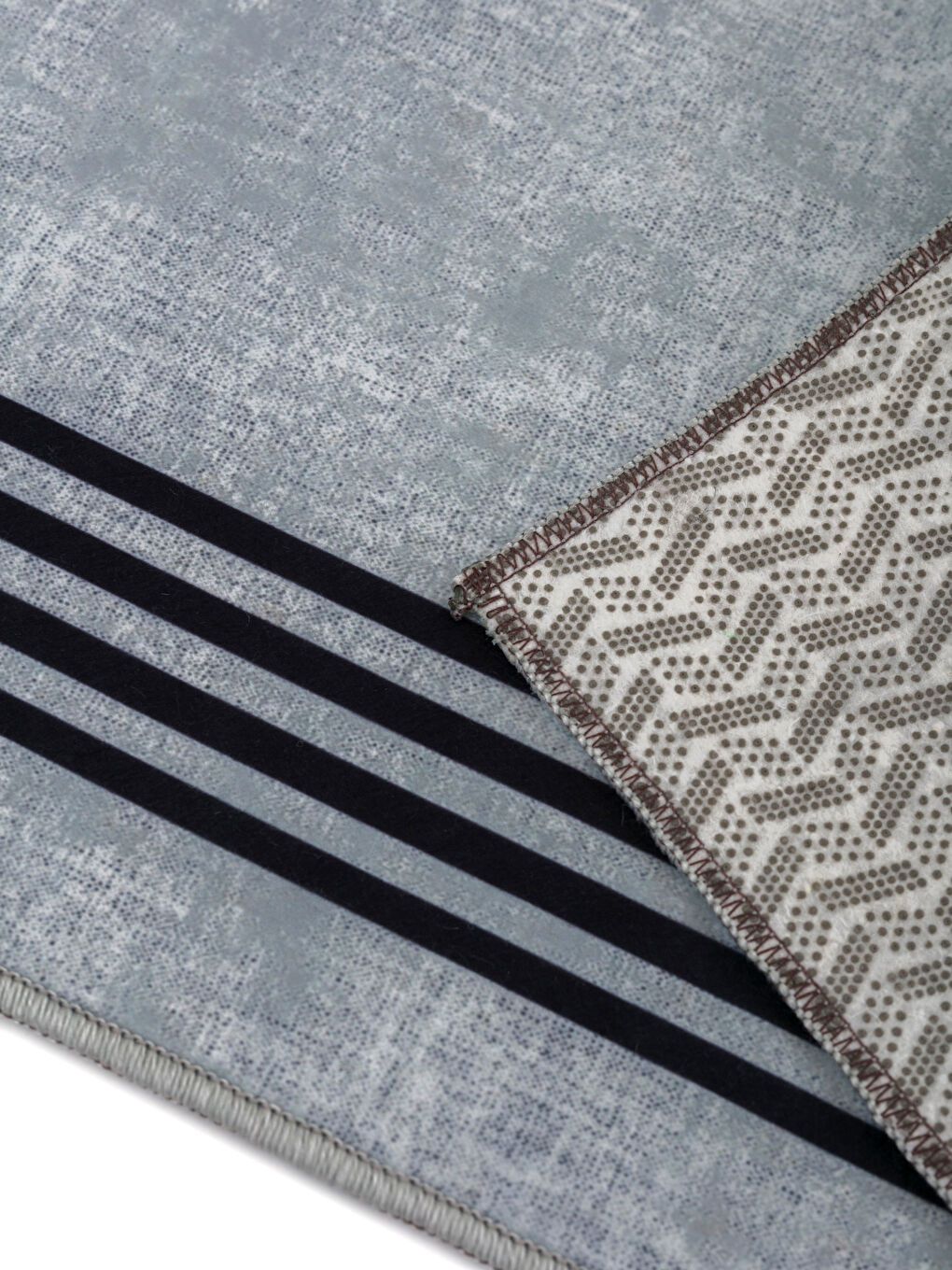 Gri Çizgi Desenli Banyo Paspası 50x110 cm-3