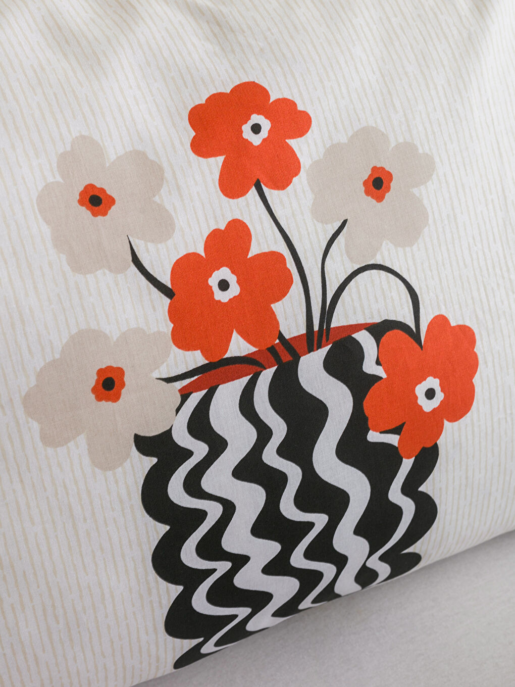 Bej Yaprak Desenli Tek Kişilik Nevresim Seti-3