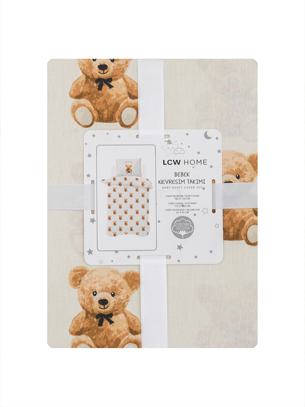 LCW HOME Ekru Ayı Teddy Baskılı Bebek Nevresim Takımı - 6