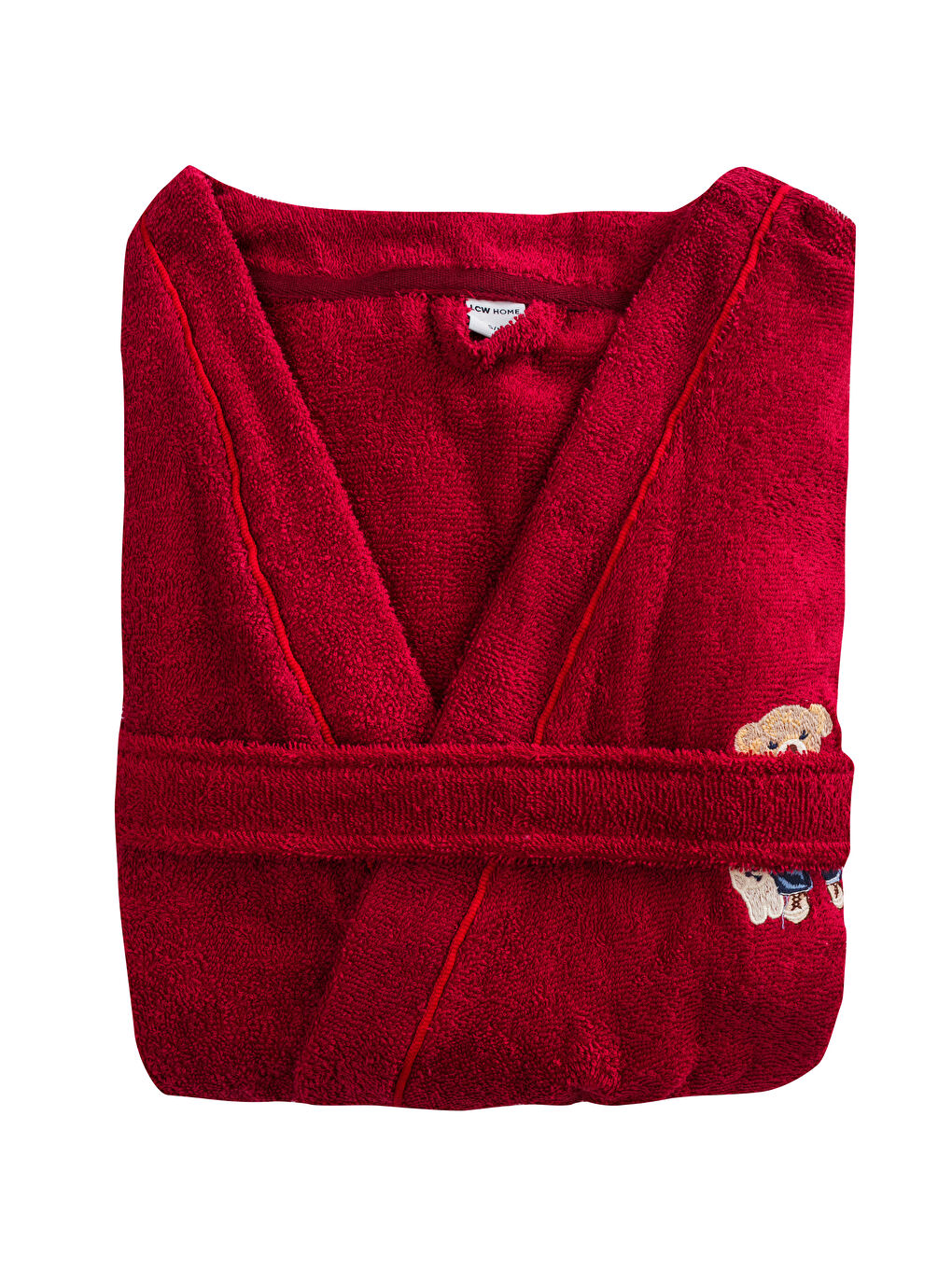 Bordo Ayı Teddy Nakışlı Kadın Bornoz-4